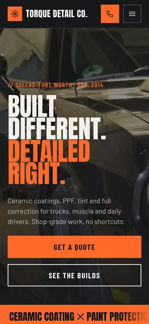 Torque Detail Co., an example site on our Hockenheim template