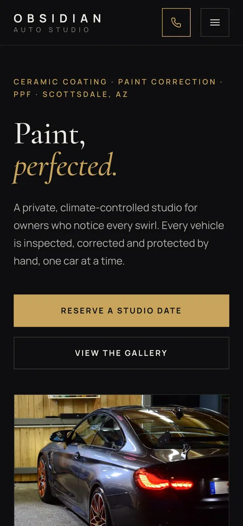 Obsidian Auto Studio, an example site on our Munich template